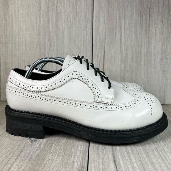 RARE Vintage Smack Creeper White Patent Leather Chunky Lace Up Boot Mens Size 9 - Picture 1 of 10